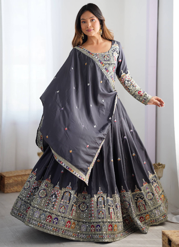 Beautiful Crepe silk Festive and Party wear lehenga choli with sequin and coding dori work